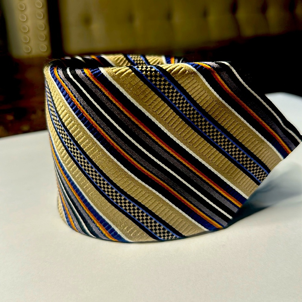 JZ Richards light Brown Diagonal Stripe Neck Tie
